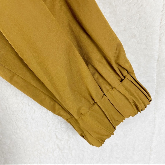 Zara Basic Long Sleeve V-neck Hi-Low Relaxed Tunic Top Blouse Mustard NWT - Picture 4 of 7